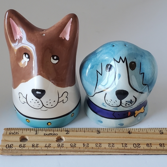 Dogzilla Salt & Pepper Shakers Dogs Candace Reiter Designs Vintage Handpainted - Picture 9 of 9